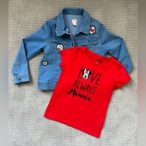 Girl’s Mini Mouse top and denim jacket set size 5/6